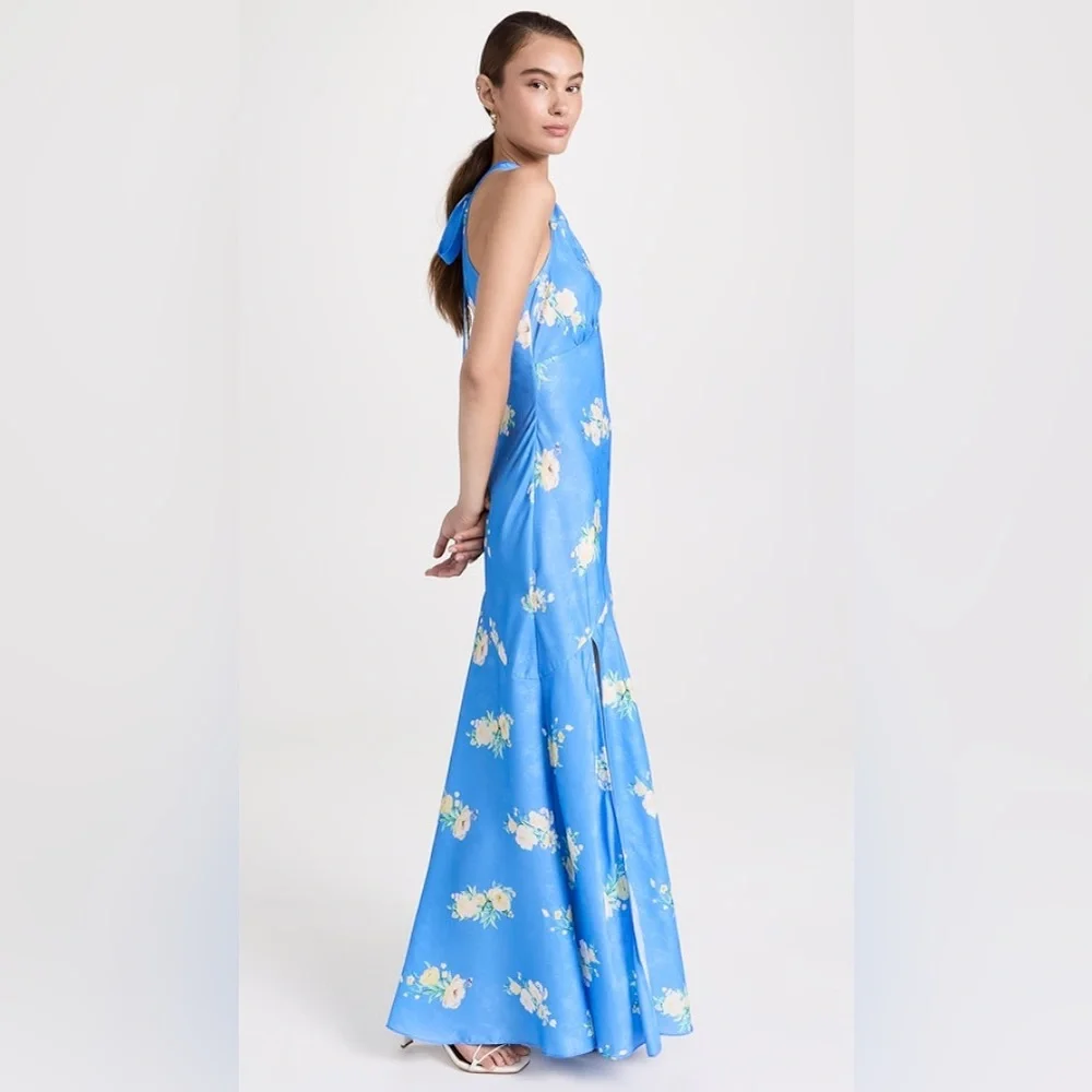LOVESHACKFANCY Brinda Silk Maxi Dress in
Blueberry Lemonade - Picture 6 of 10